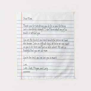 Modern Handwritten Letter Notebook Paper for Mom Tapestry