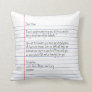 Modern Handwritten Letter on Lined Paper for Mom Throw Pillow