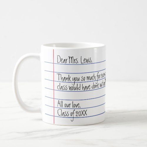 Modern Handwritten Letter Thank You Teacher Coffee Mug