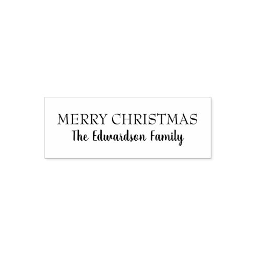 Modern handwritten Merry Christmas family name Self_inking Stamp