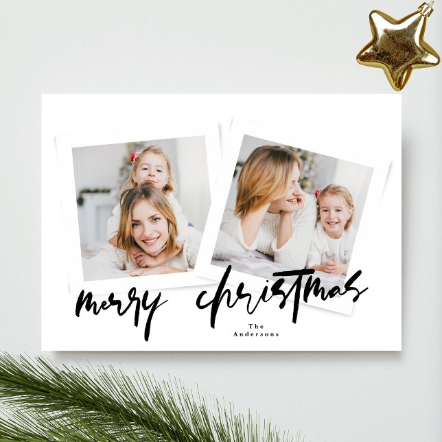 modern handwritten merry christmas multi photo holiday card (Creator Uploaded)