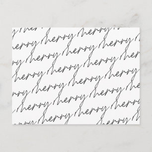 Modern Handwritten Merry Minimalist Christmas Postcard
