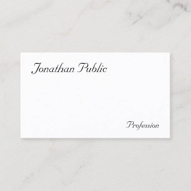 Modern Handwritten Minimalistic Template Elegant Business Card (Front)