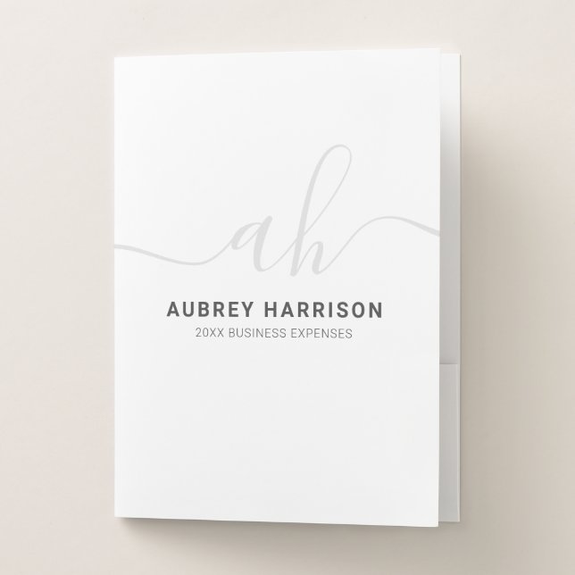 Modern Handwritten Monogram Pocket Folder (Front)