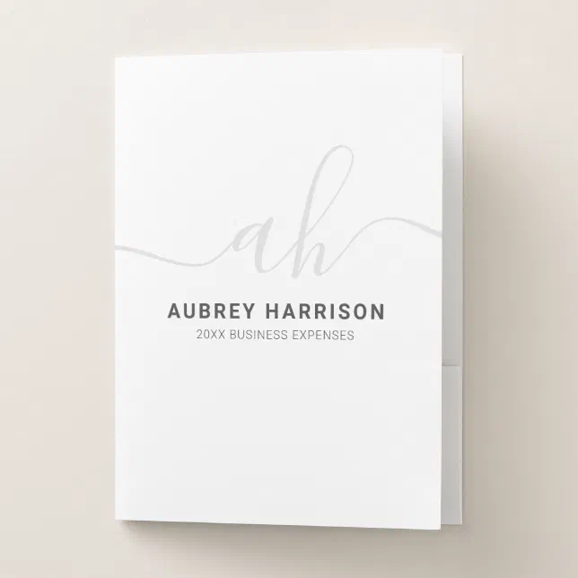 Modern Handwritten Monogram Pocket Folder | Zazzle