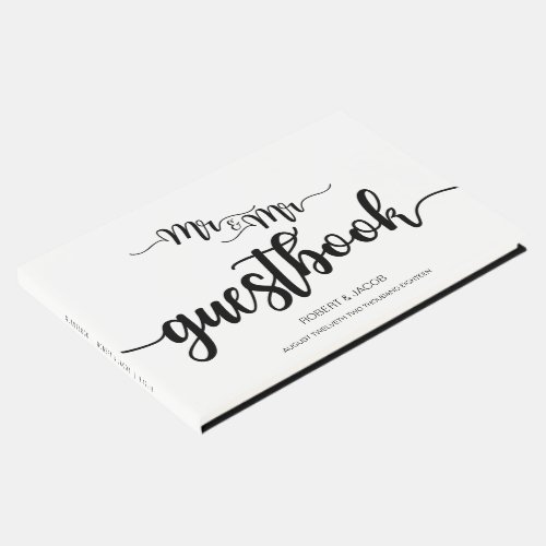 Modern Handwritten Mr and Mr Wedding Guestbook