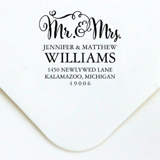Modern Handwritten Mr and Mrs Return Address Self-inking Stamp