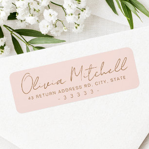 Modern handwritten name blush pink return address label