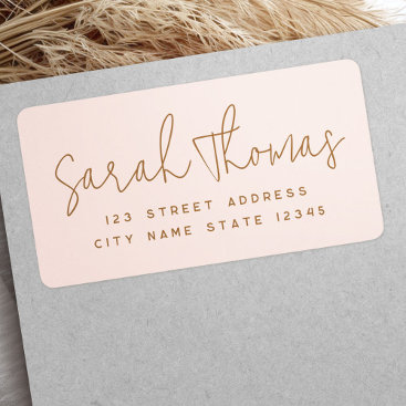 Modern handwritten name blush pink return address label