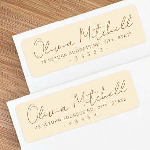 Modern handwritten name cream return address label