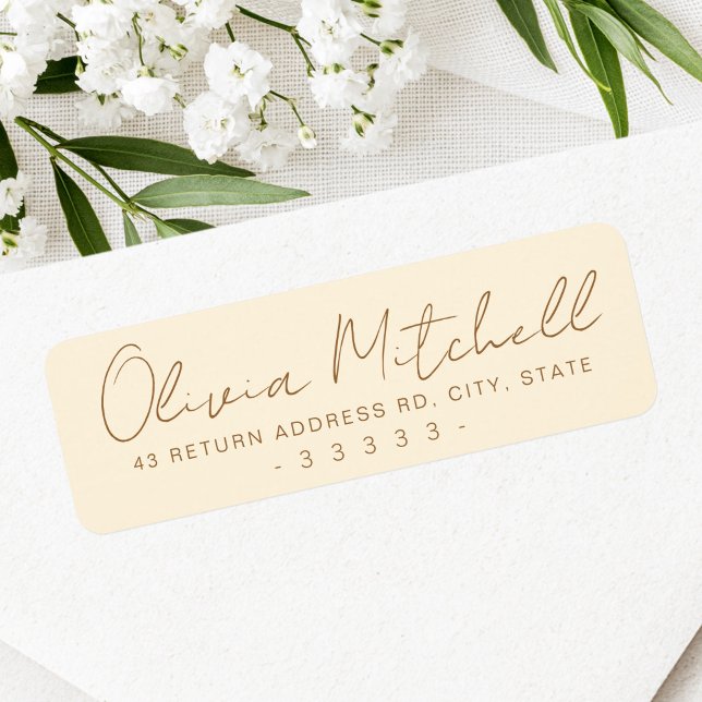 Modern handwritten name cream return address label (Modern handwritten name cream return address label)