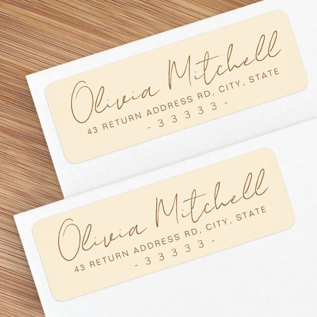 Modern handwritten name cream return address label (Modern handwritten name cream return address label)