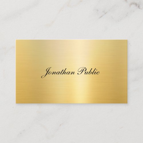 Modern Handwritten Name Elegant Faux Gold Template Business Card