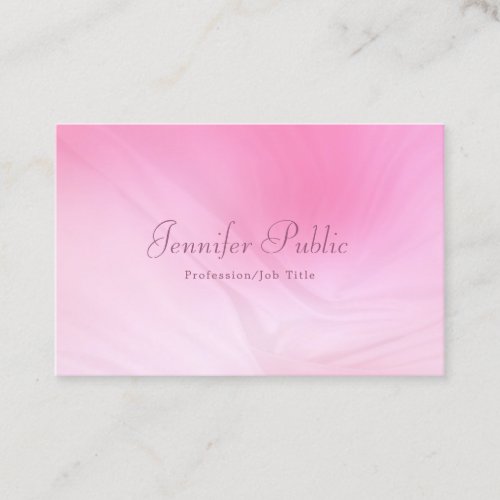 Modern Handwritten Name Elegant Pink Professional Business Card