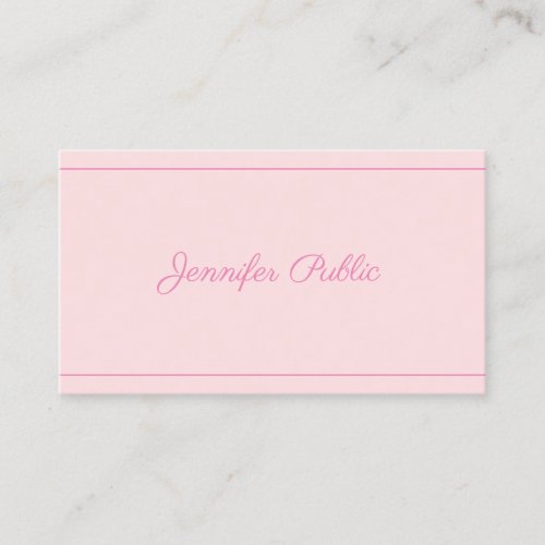 Modern Handwritten Name Elegant Pink Trendy Script Business Card