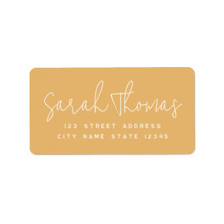 Modern handwritten name mustard return address label