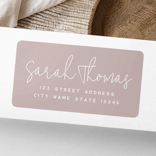 Modern handwritten name rose taupe return address label (Modern handwritten name rose taupe return address label)