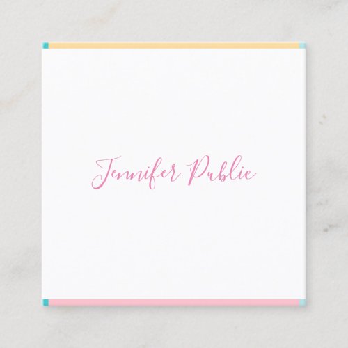Modern Handwritten Name Simple Pretty Template Square Business Card