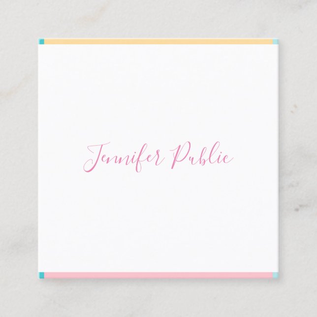 Modern Handwritten Name Simple Pretty Template Square Business Card (Front)