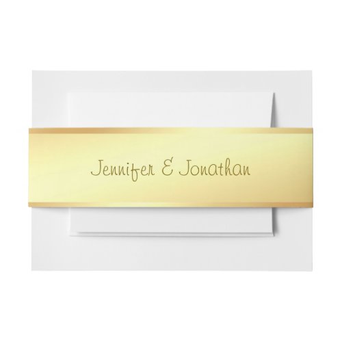 Modern Handwritten Name Text Gold Look Template Invitation Belly Band