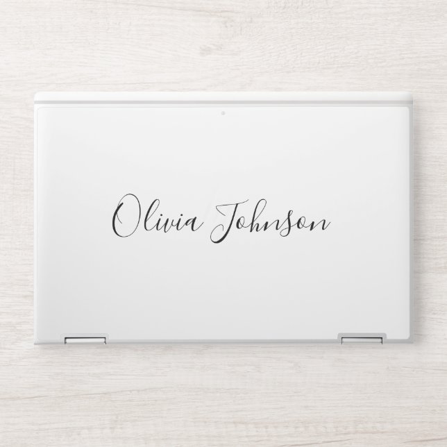 Modern Handwritten Name | White HP Laptop Skin (Front)