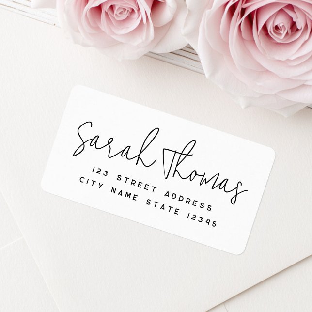 Modern handwritten name white return address label (Modern handwritten name white return address label)