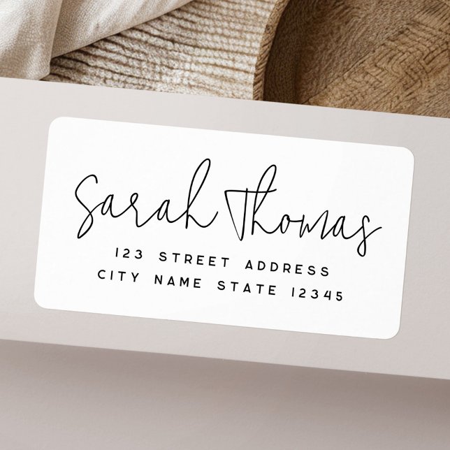 Modern handwritten name white return address label (Modern handwritten name white return address label)