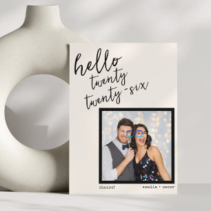 Modern Handwritten New Year Photo Wedding Couple Holiday Card