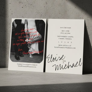 Modern Handwritten Overlay Photo Save the Date Invitation