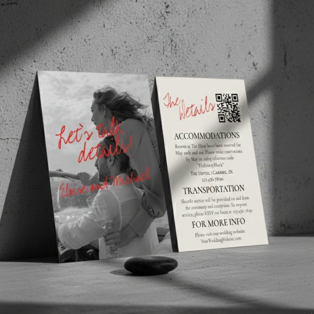 Modern Handwritten Overlay Photo Wedding Enclosure Card (Modern Handwritten Photo Wedding Enclosure Card)