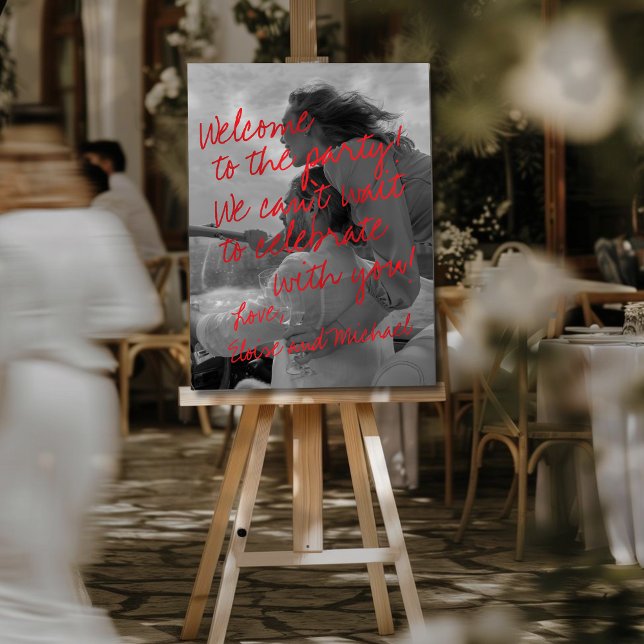 Modern Handwritten Overlay Photo Wedding Foam Board (Add a personal touch to your wedding celebration with this Handwritten Photo welcome sign. )