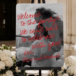 Modern Handwritten Overlay Photo Wedding Foam Board