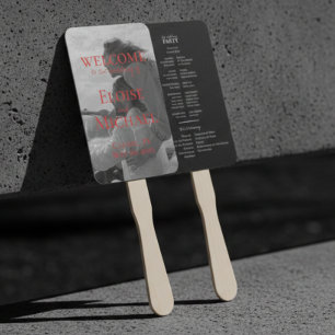 Modern Handwritten Overlay Photo Wedding Hand Fan