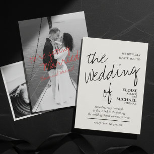Modern Handwritten Overlay Photo Wedding Invitation