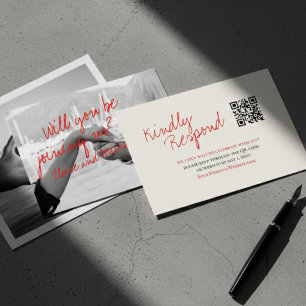 Modern Handwritten Overlay Photo Wedding RSVP Card