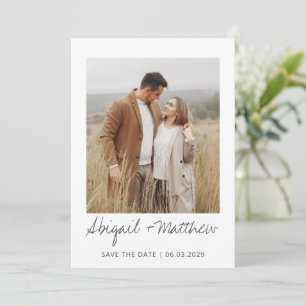 Modern Handwritten Photo Save The Date Invitation