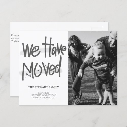Modern Handwritten Photo We have Moved Announcement Postcard