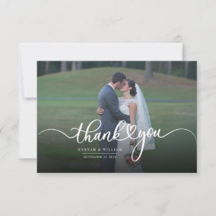 Modern Handwritten Photo Wedding Thank You Card