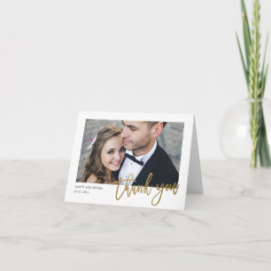 Modern Handwritten Photo Wedding Thank You Card
