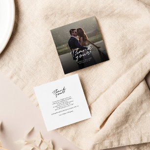 Modern Handwritten Photo Wedding Thank You Note Card