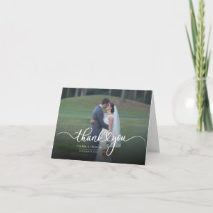 Modern Handwritten Photo Wedding Thank You Note Card