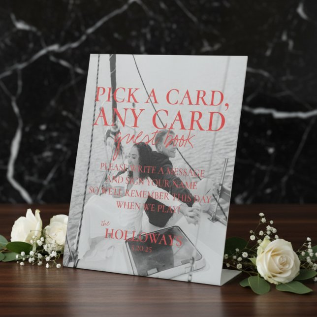 Modern Handwritten Playing Card Guest Book Sign (Add a fun and interactive touch to your wedding with this Modern Playing Card Guest Book Sign!)