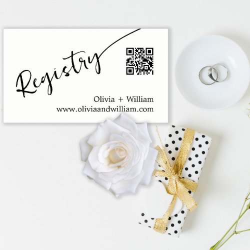 Modern Handwritten QR Code Wedding Registry Enclosure Card