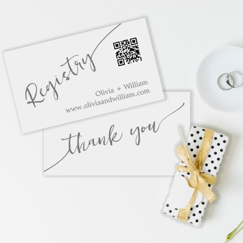 Modern Handwritten QR Code Wedding Registry  Enclosure Card