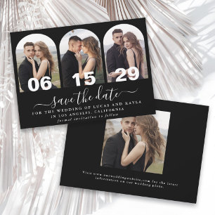 Modern Handwritten Script Arch Photo Save the Date Invitation