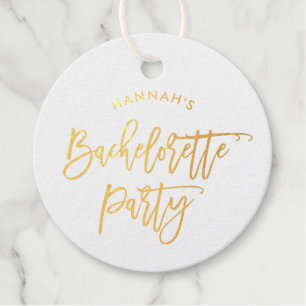 Modern Handwritten Script Bachelorette Party Foil Favor Tags