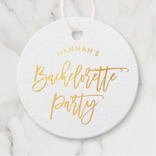 Modern Handwritten Script  Bachelorette Party Foil Favor Tags