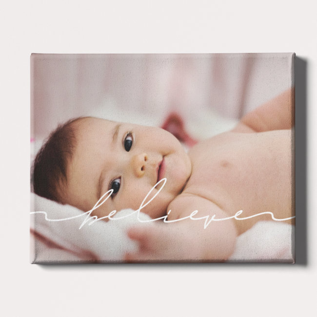 Modern handwritten script Believe Canvas Print