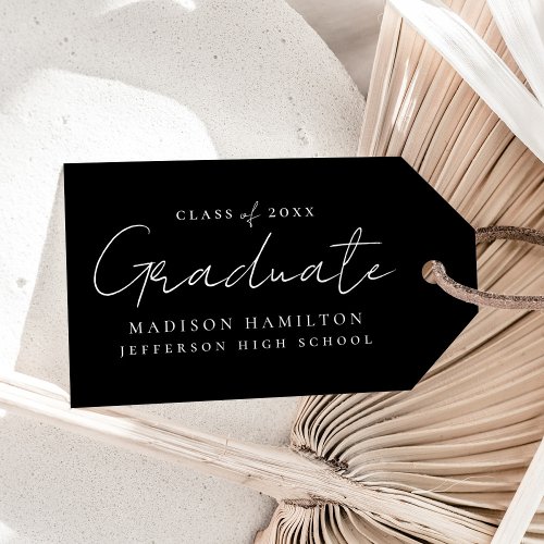 Modern Handwritten Script Black Graduation Gift Tags