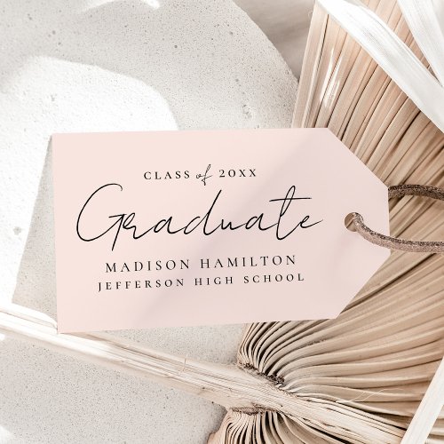 Modern Handwritten Script Blush Graduation Gift Tags